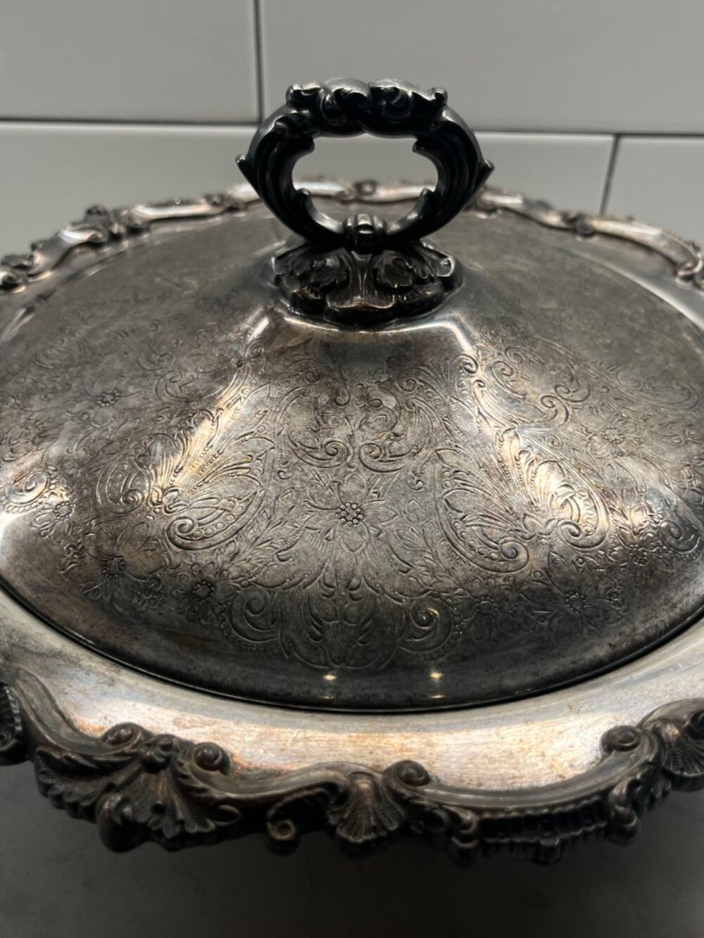 Vintage Silver-Plated Footed Casserole Dish by Poole EPCA Bristol Silver Line